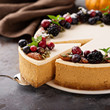 Pumpkin cheesecake with sour cream topping
