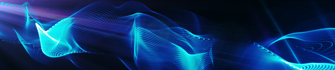 Poster - Abstract flowing technology hero background with optical flare