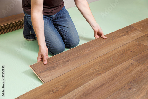 Repair Concept Man Installing Laminate Floor In New House Buy