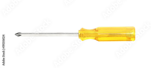 Fotografía yellow screwdriver isolated on white background.