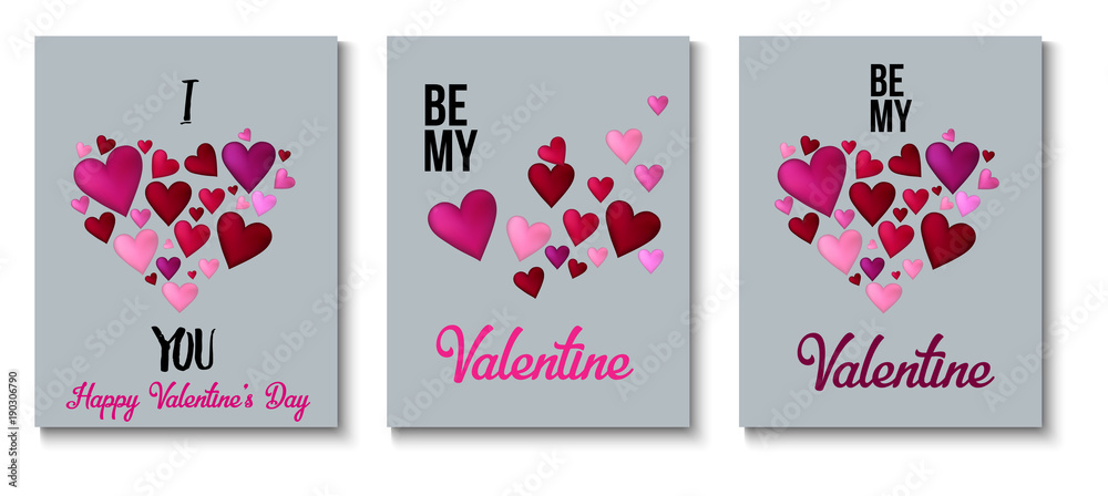 Valentines Day Greeting Cards, Love Holiday Sale Banner Ads Vector Set. Romantic Background, Gift Voucher Template. Valentines Day Greeting Cards, Ads Retro Decoration Sale Banner with Lettering - obrazy, fototapety, plakaty 