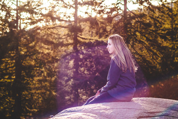 Poster - Girl on top of Quarry Rock at North Vancouver, BC, Canada