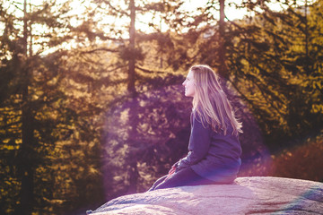 Poster - Girl on top of Quarry Rock at North Vancouver, BC, Canada