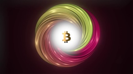 Aufkleber - Abstract animation of bitcoin currency sign in abstract colored Torah
