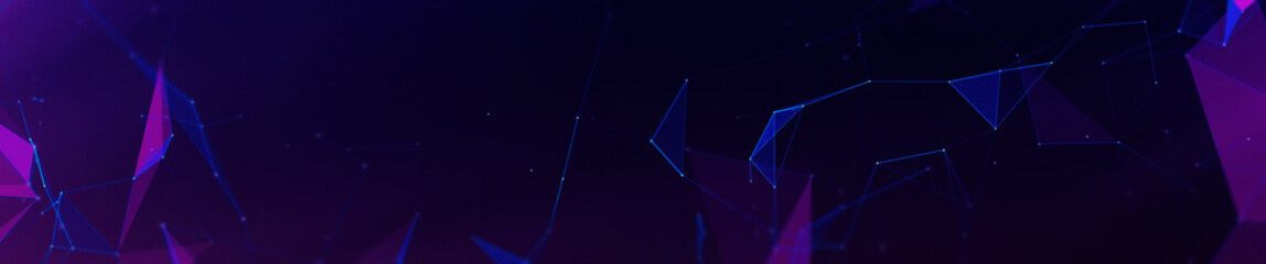 Poster - Abstract panoramic connected plexus geometric triangle background