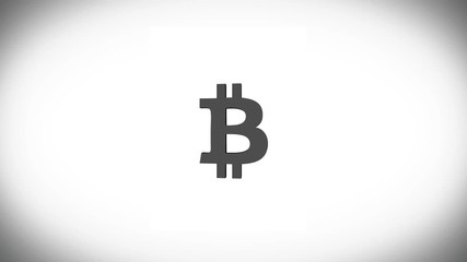 Aufkleber - Black Bitcoin on white background. Clip. The concept of crypto currency. Blockchain technology