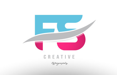 fs f s blue pink modern alphabet letter logo combination icon design