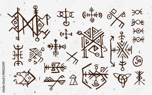 Futhark norse islandic and viking runes set Wallpaper Mural