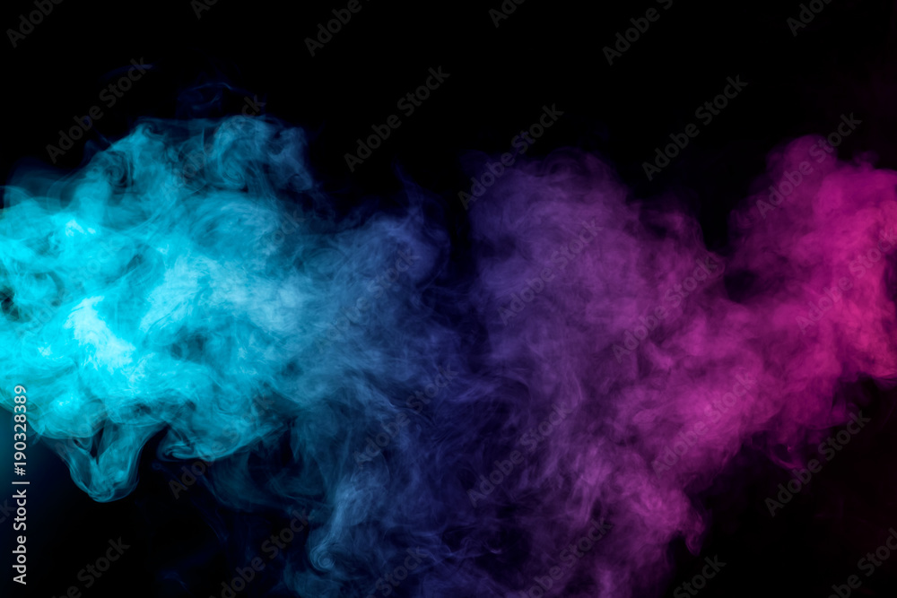 Dense multicolored smoke of red, purple and pink colors on a black isolated  background. Background of smoke vape Stock Photo | Adobe Stock