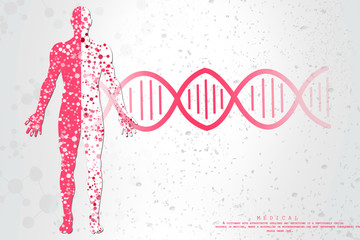 2d render of dna structure, abstract background