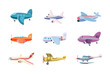 Airplane icon set, cartoon style