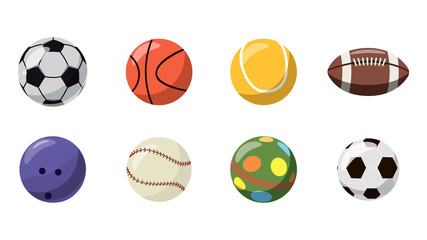  Balls icon set, cartoon style