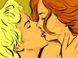 © mademoh - pop art couple amour, gros plan, baiser, sensualité