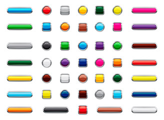 Poster - Web button icon set, cartoon style