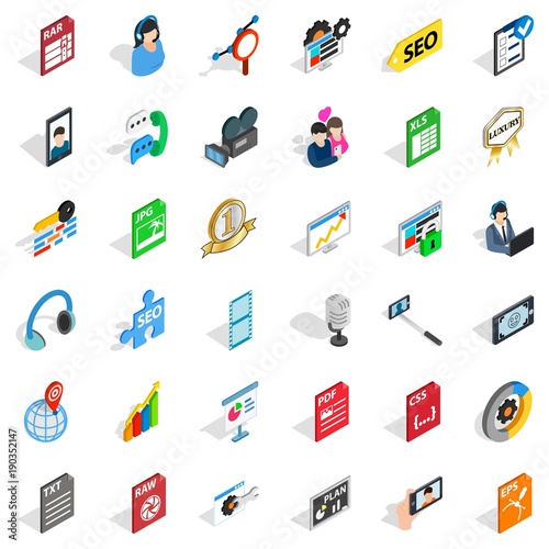Fotografía Variety of press icons set, isometric style