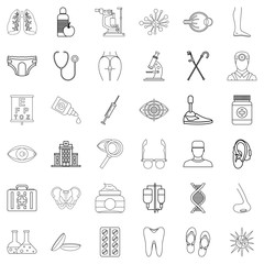 Canvas Print - Health institution icons set, outline style