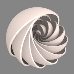 Aufkleber - 3D render abstract background. Black and white shapes in motion. Hemisphere revolve in a spiral. Computer generated digital art for poster, flyer, banner background or design element.