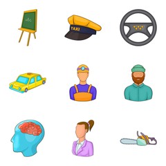Poster - Working population icons set, cartoon style