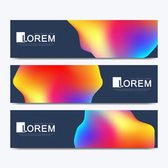 Poster - Modern set of vector banner. Abstract fluid 3d shapes vector trendy liquid colors backgrounds set. Colored fluid graphic composition illustration.