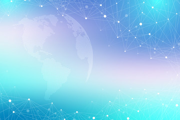 Poster - Virtual Graphic Background Communication with World Globe. A sense of science and technology. Digital data visualization. Vector illustration
