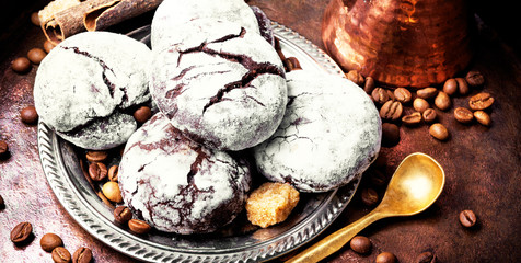 Closeup chocolate cookies