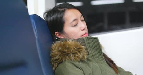 Canvas Print - Woman sleeping on the ferry