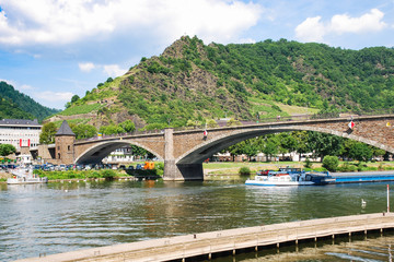 Canvas Print - bridge over Moselle river in Cochem