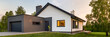 Leinwandbild Motiv Stylish house with large lawn