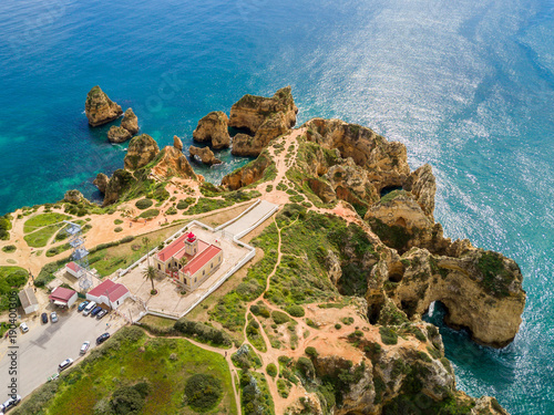 Fotomural Aerial view from The Lighthouse in Ponta da Piedade, Lagos, Algarve, Portugal