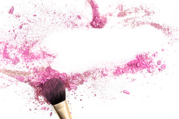 Wall Mural - Powder and blush forming frame, with makeup brush