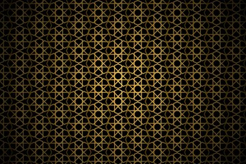 Aufkleber - Abstract gold pattern geometric of Islamic, Arabesque ornament on black background. Seamless Vector illustration.