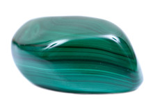 Polished Green Free Form Malachite From Democratic Republic Of The Congo, Isolated On White Background