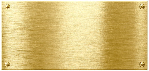Wall Mural - Gold shining metal plate with screw nail heads