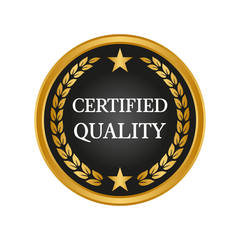 Certified quality badge on white background.