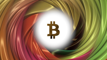 Aufkleber - Abstract animation of bitcoin currency sign in abstract colored Torah
