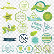 © galunga.art - Set of labels for vegans, gluten free and diary free badges. Signs for natural organic food, that contains high fiber and protein. Eco friendly emblem collection isolated on transparent background.