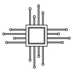 Canvas Print - cpu chip icon image vector llustration design  black line