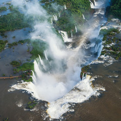 Wall Mural - Iguazu Falls (Iguacu Falls) on the border of Argentina and Brazil, aerial view.