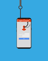 Poster - Login into account and fishing hook.