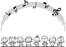 Kids Sing Song With Music Note