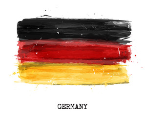 Wall Mural - Watercolor painting flag of Germany . Vector