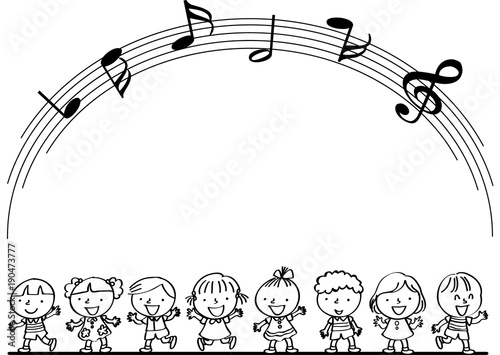 Dekoracja na wymiar  dzieci-spiewaja-piosenke-z-nuta-muzyczna