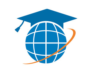 Canvas Print - blue scholar globe image vector icon logo symbol
