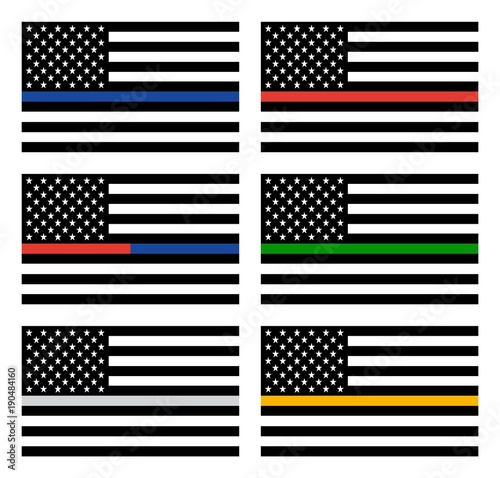 Download Vector American Thin Line Flag Set - gold, blue, red ...