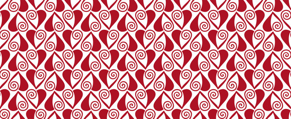 Wall Mural - Love heart seamless pattern vector illustration. Valentines day background or wallpaper. Abstract design for greeting card cover, romantic wrapping paper decoration