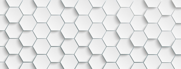Wall Mural - white hexagon structure background header