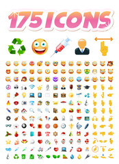 Poster - Set of 175 Realistic Cute Icons on Transparent Background . Isolated Vector Illustration 