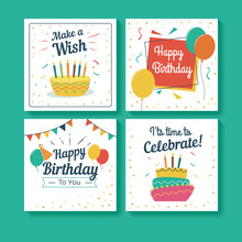 Set Of Birthday Greeting Cards