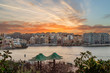 Sunset in St. Julians, popular Maltese resort and destination on Malta island.