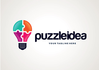 Puzzle Idea Logo Template Design Vector, Emblem, Design Concept, Creative Symbol